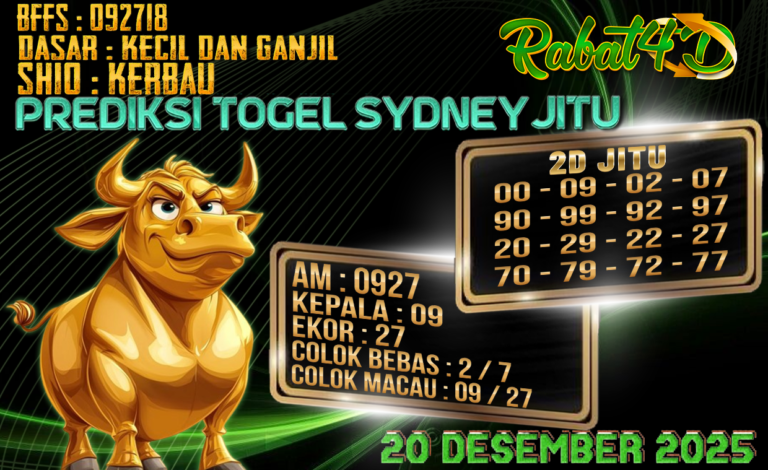 PREDIKSI TOGEL 20 DESEMBER 2025