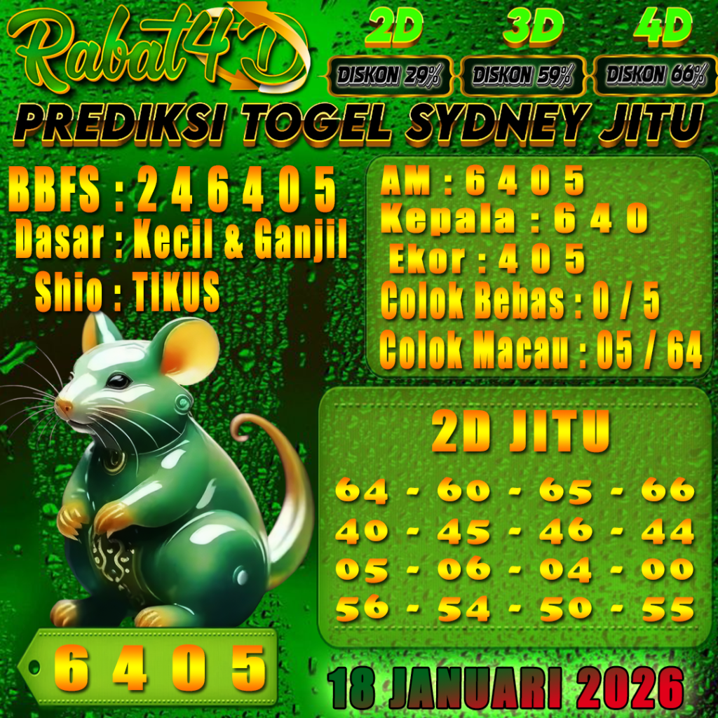 Prediksi SYDNEY 18 Januari 2026 Angka Jitu