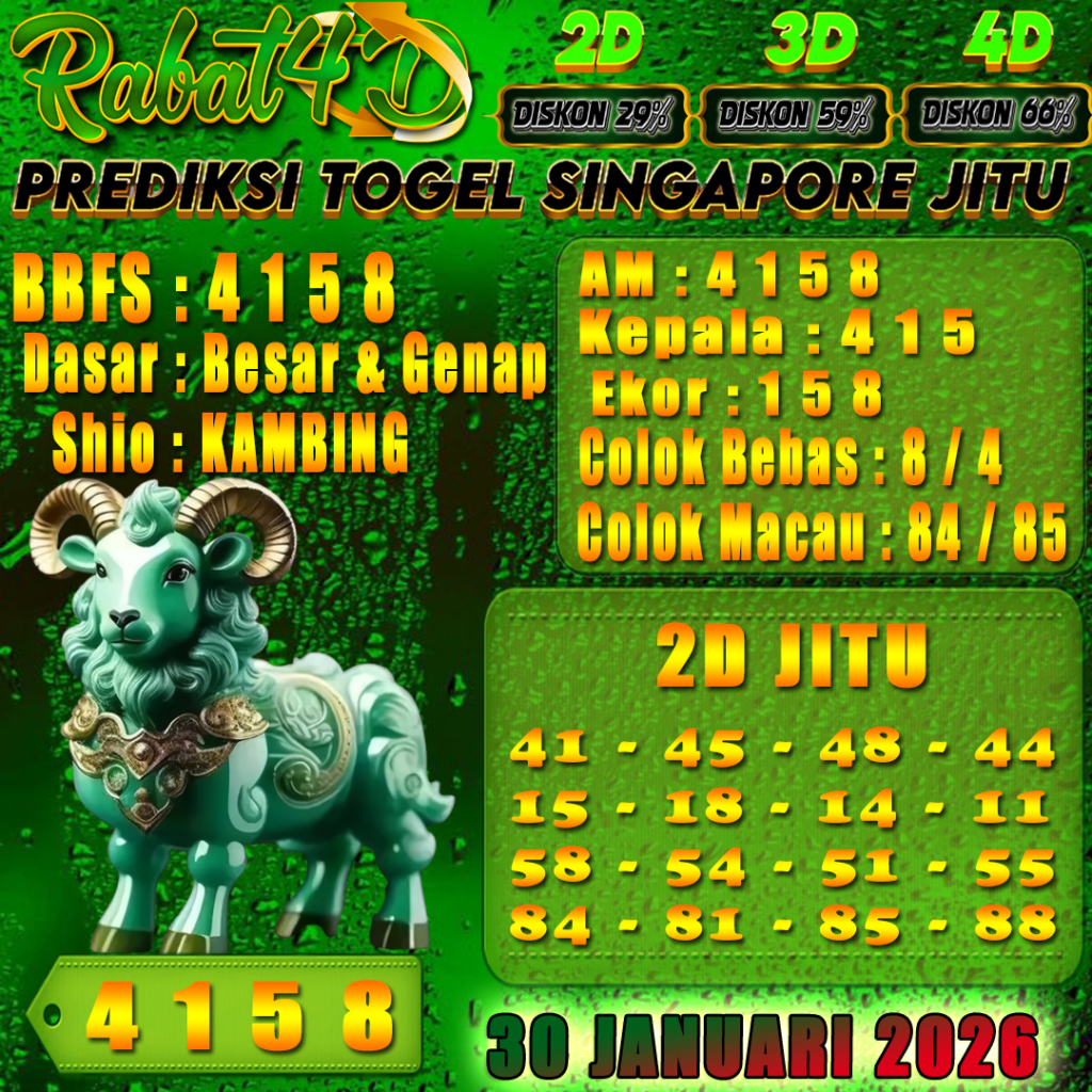 Prediksi SINGAPORE 30 Januari 2026 Angka Jitu