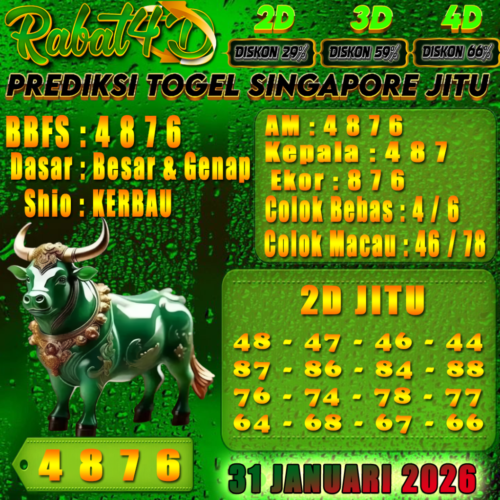 Prediksi SINGAPORE 31 Januari 2026 Angka Jitu