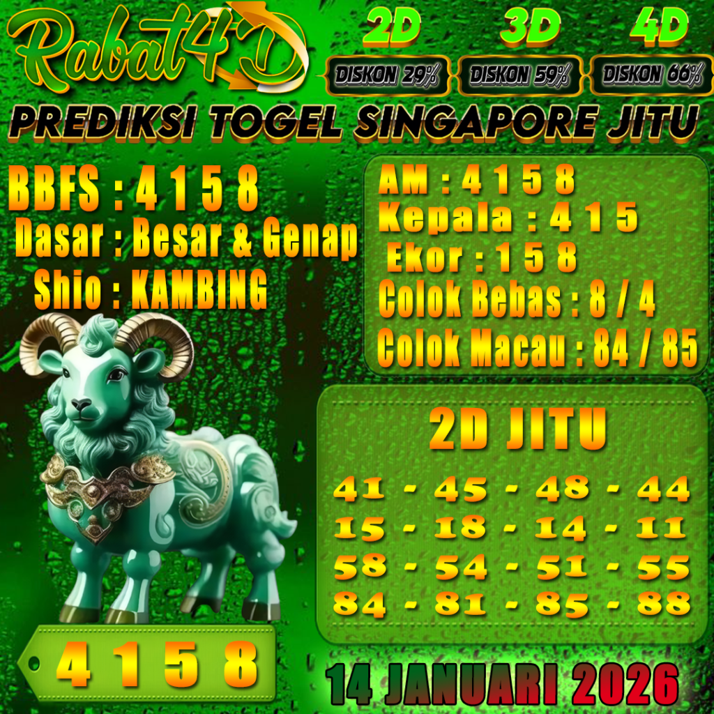 Prediksi SINGAPORE 14 Januari 2026 Angka Jitu