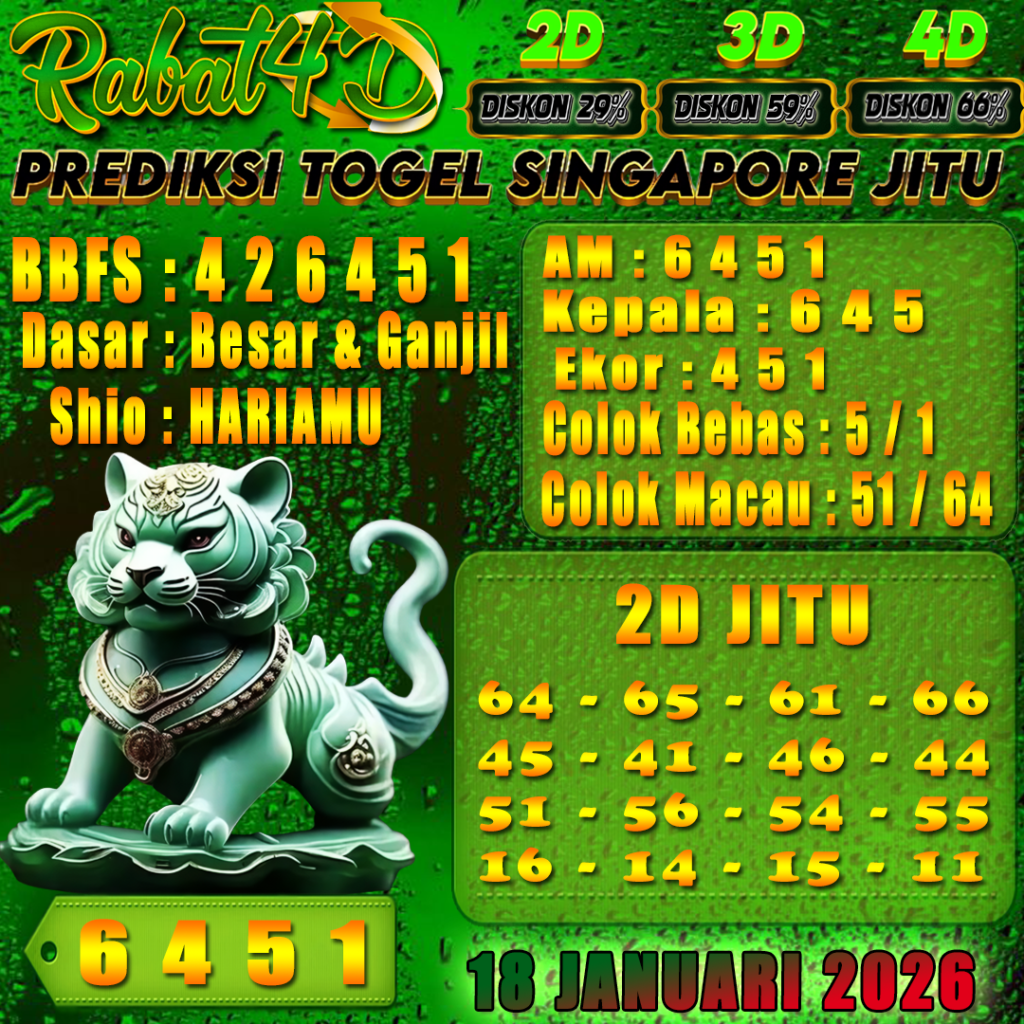 Prediksi SINGAPORE 18 Januari 2026 Angka Jitu