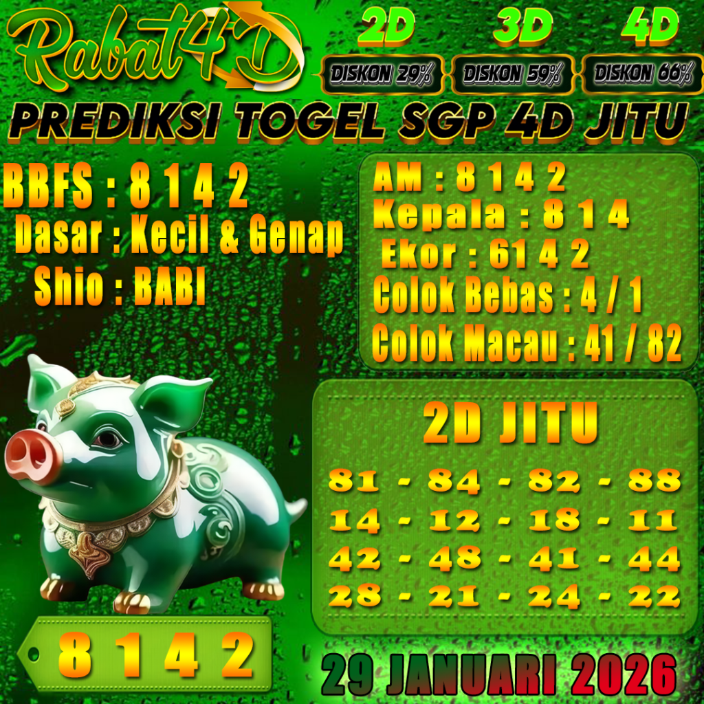 Prediksi SGP4D 29 Januari 2026 Angka Jitu