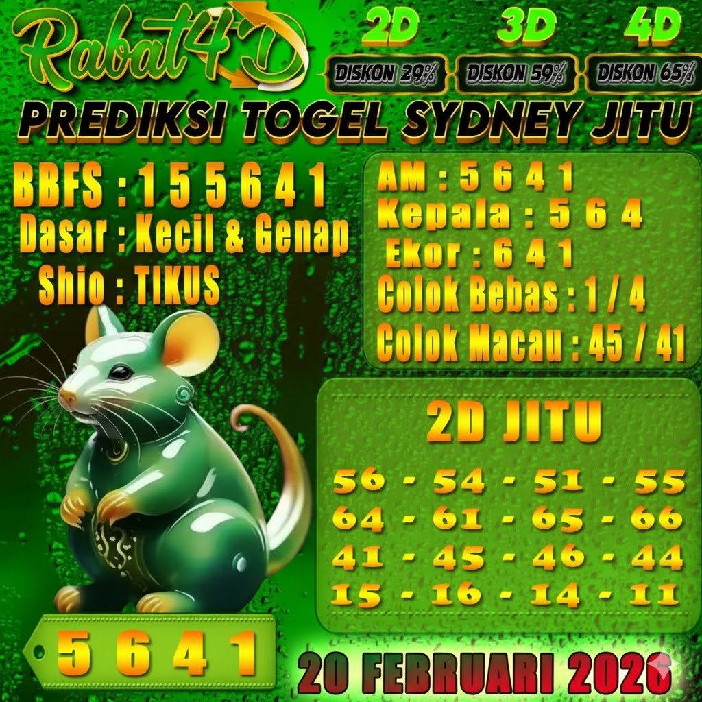 Prediksi SYDNEY 20 Februari 2026 Angka Jitu
