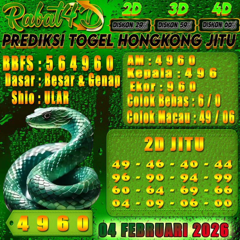 Prediksi HONGKONG 04 Februari 2026 Angka Jitu