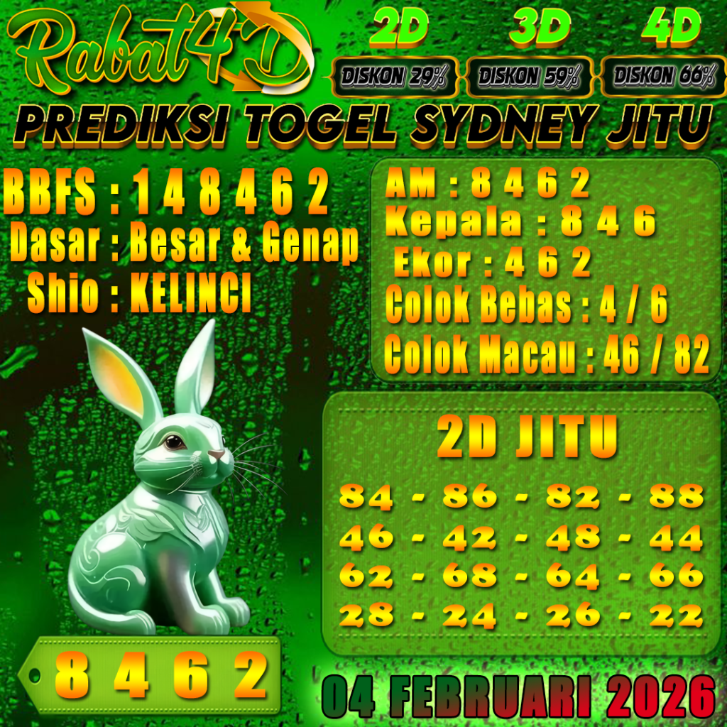 Prediksi SYDNEY 04 Februari 2026 Angka Jitu