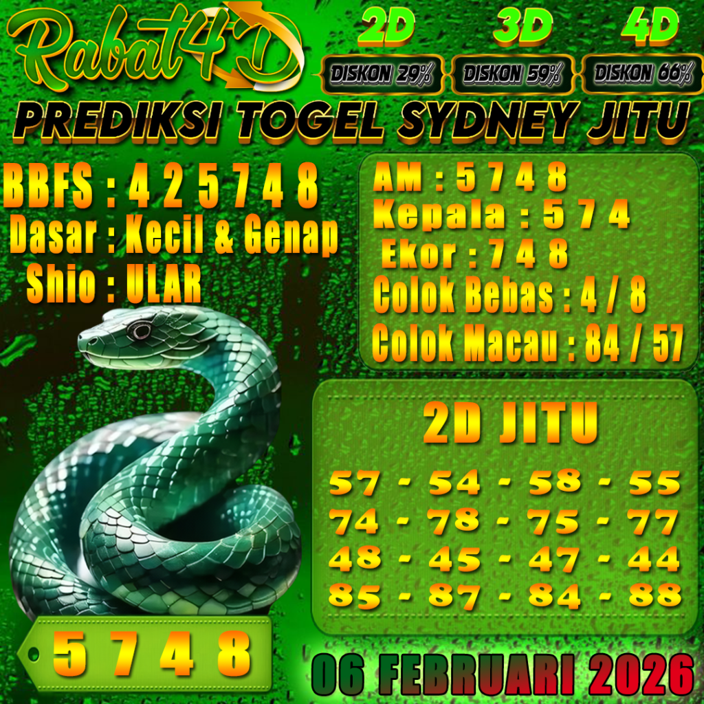 Prediksi SYDNEY 06 Februari 2026 Angka Jitu