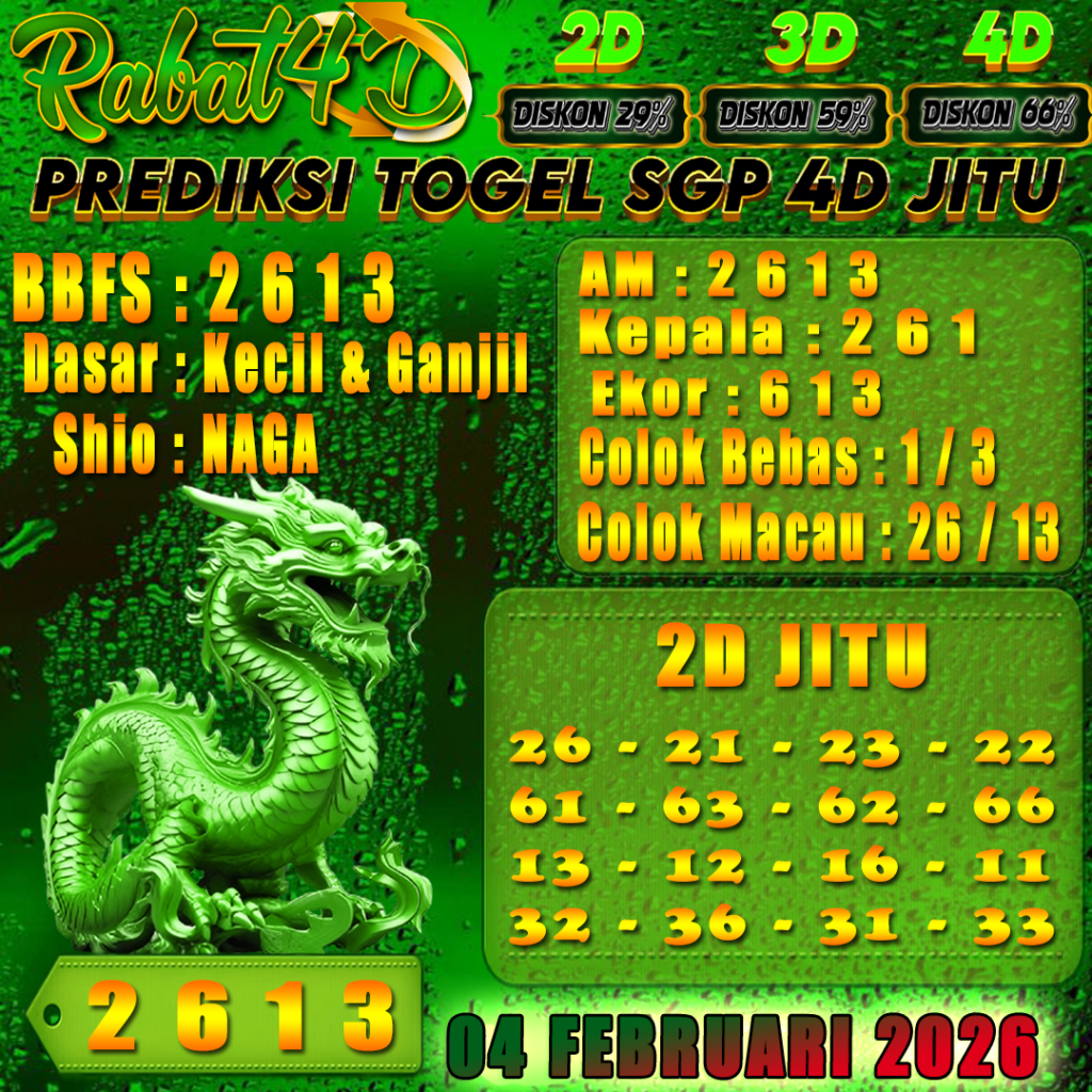 Prediksi SGP4D 04 Februari 2026 Angka Jitu