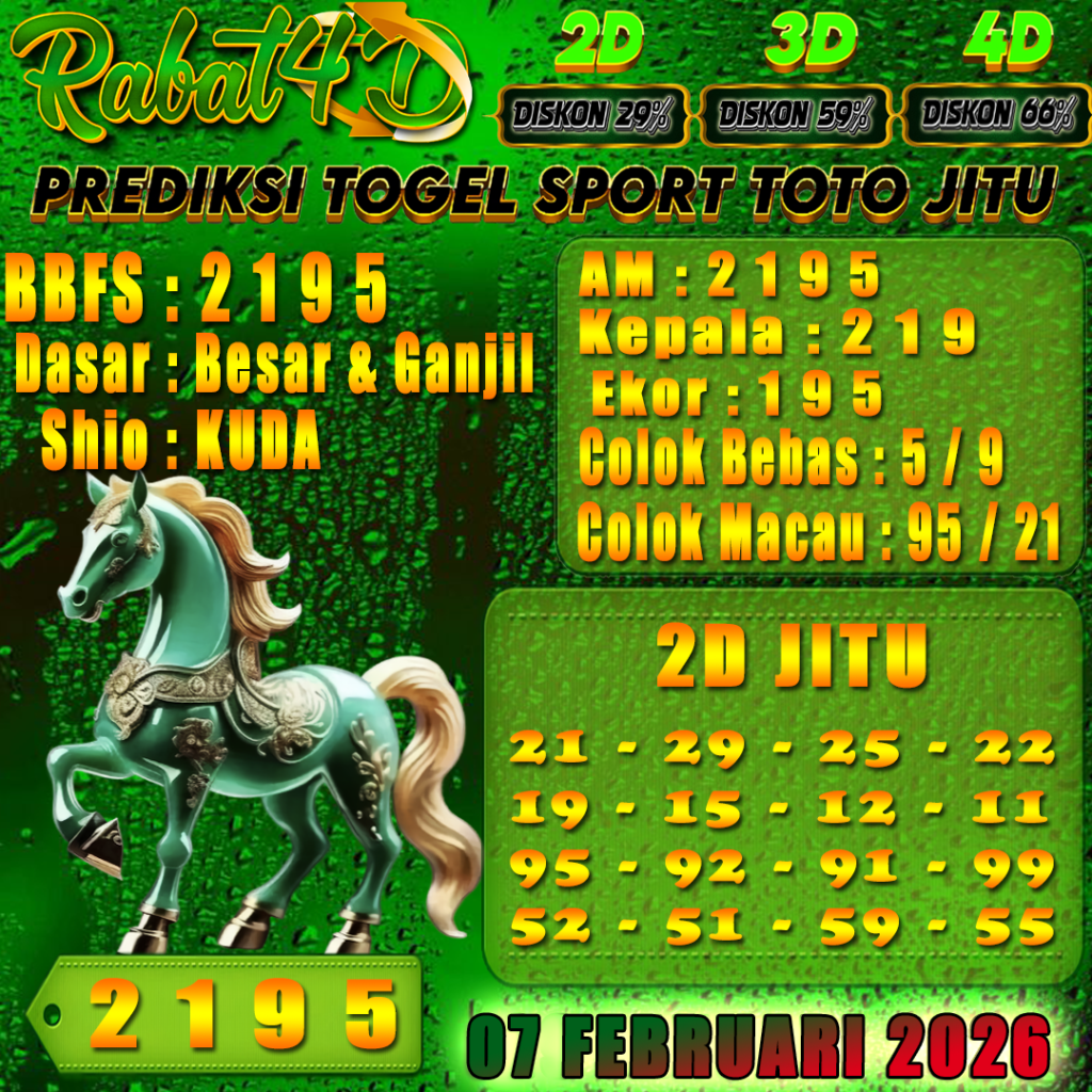 Prediksi SportToto 07 Februari 2026 Angka Jitu