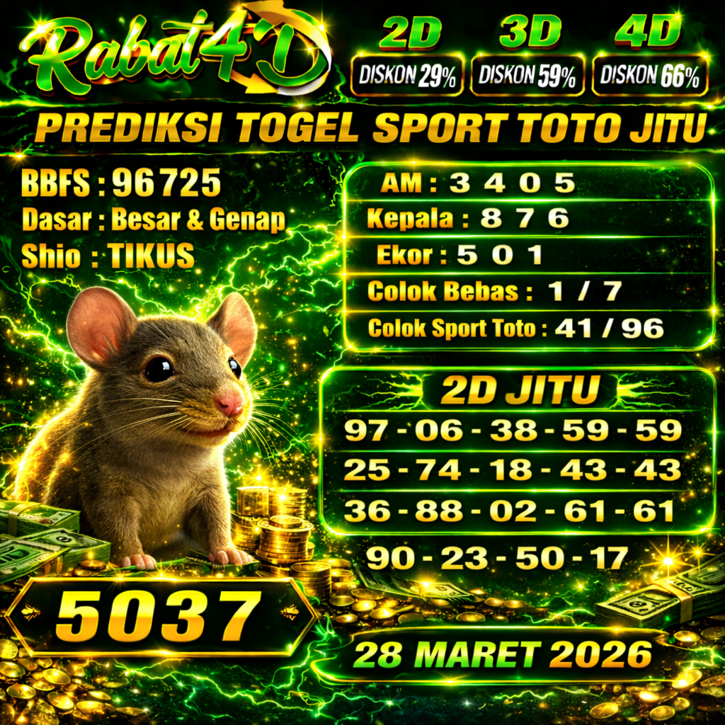 Prediksi SportToto 28 Maret 2026 Angka Jitu