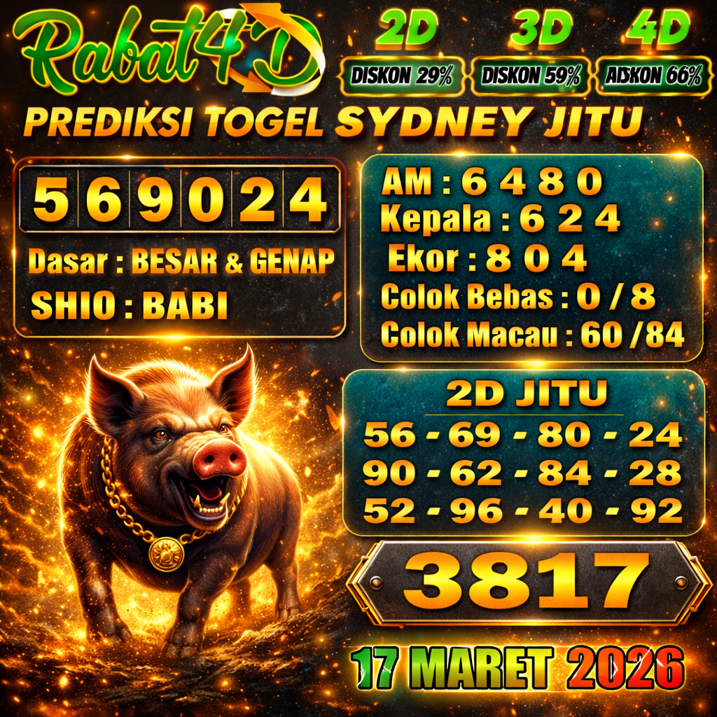 Prediksi SYDNEY 17 Maret 2026 Angka Jitu