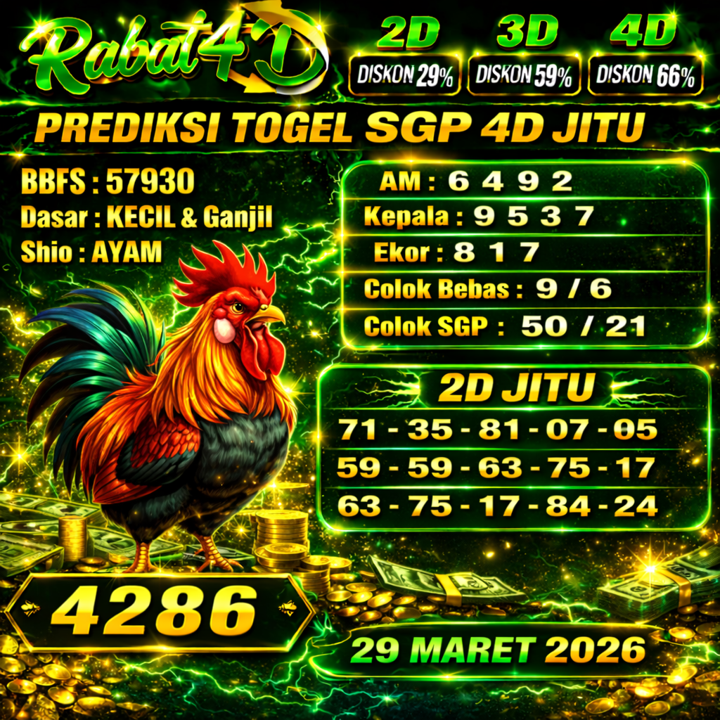 Prediksi SGP4D 29 Maret 2026 Angka Jitu