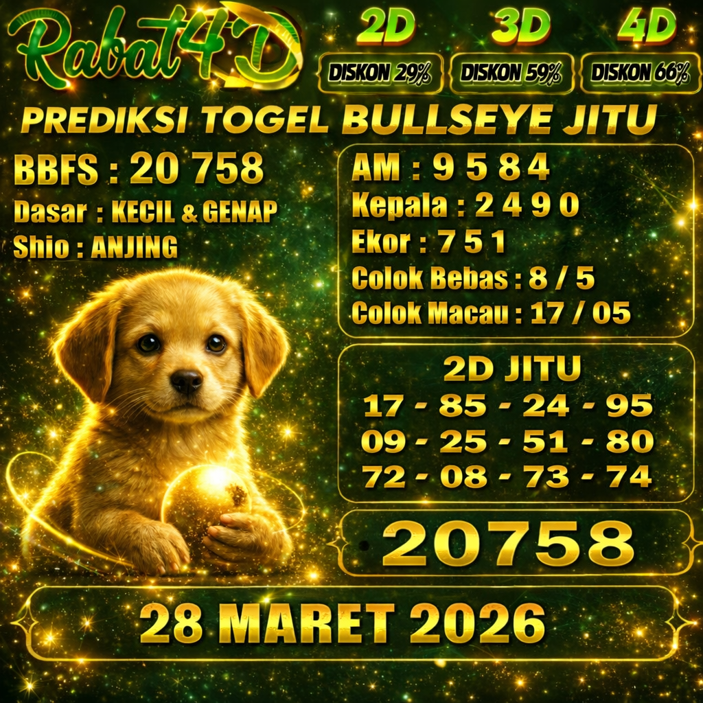 Prediksi Bullseye 28Maret2026 Angka Jitu