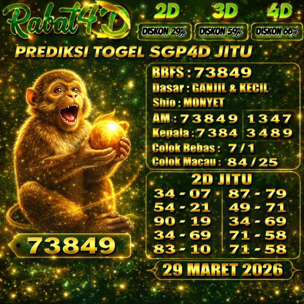 Prediksi SGP4D 29Maret2026 Angka Jitu