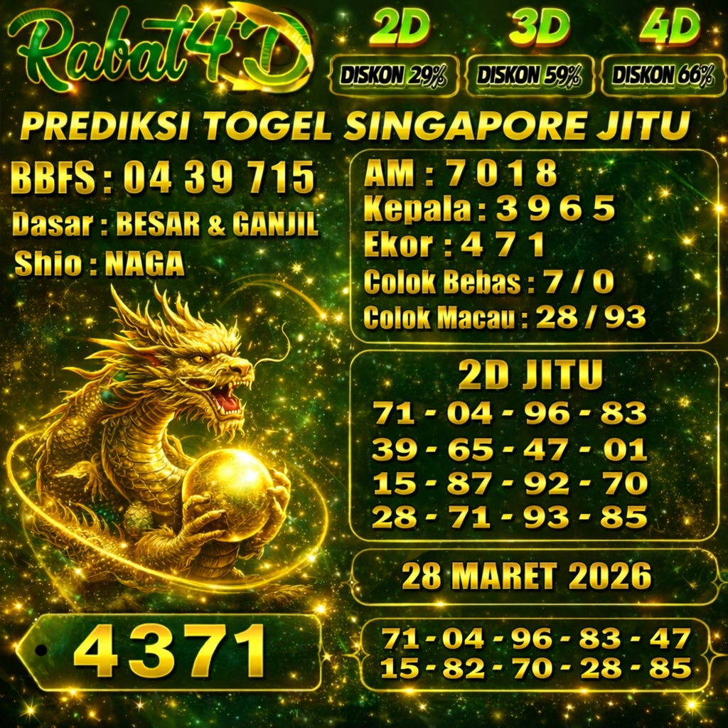 Prediksi SINGAPORE 28MARET2026 Angka Jitu