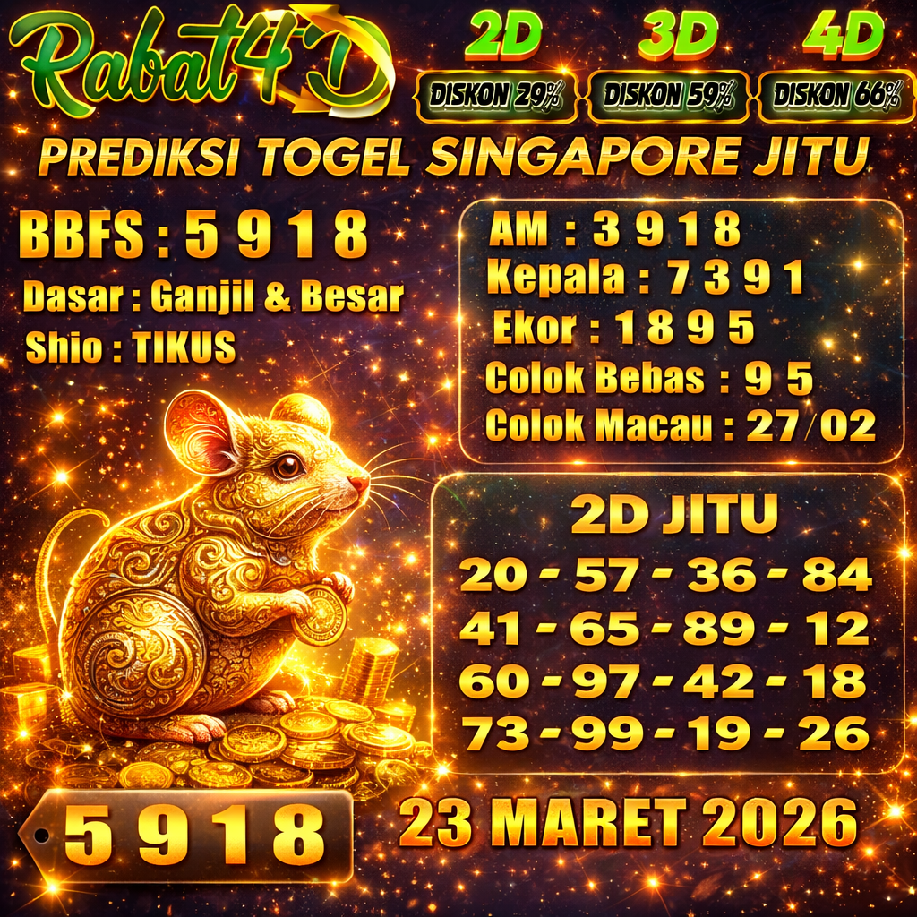 Prediksi SINGAPORE 23 MARET 2026 Angka Jitu