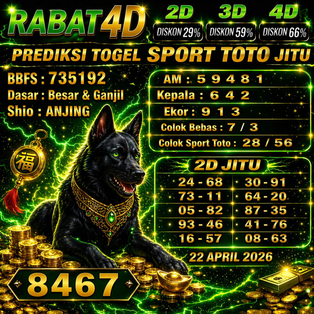 Prediksi SportToto 22 April 2026 Angka Jitu
