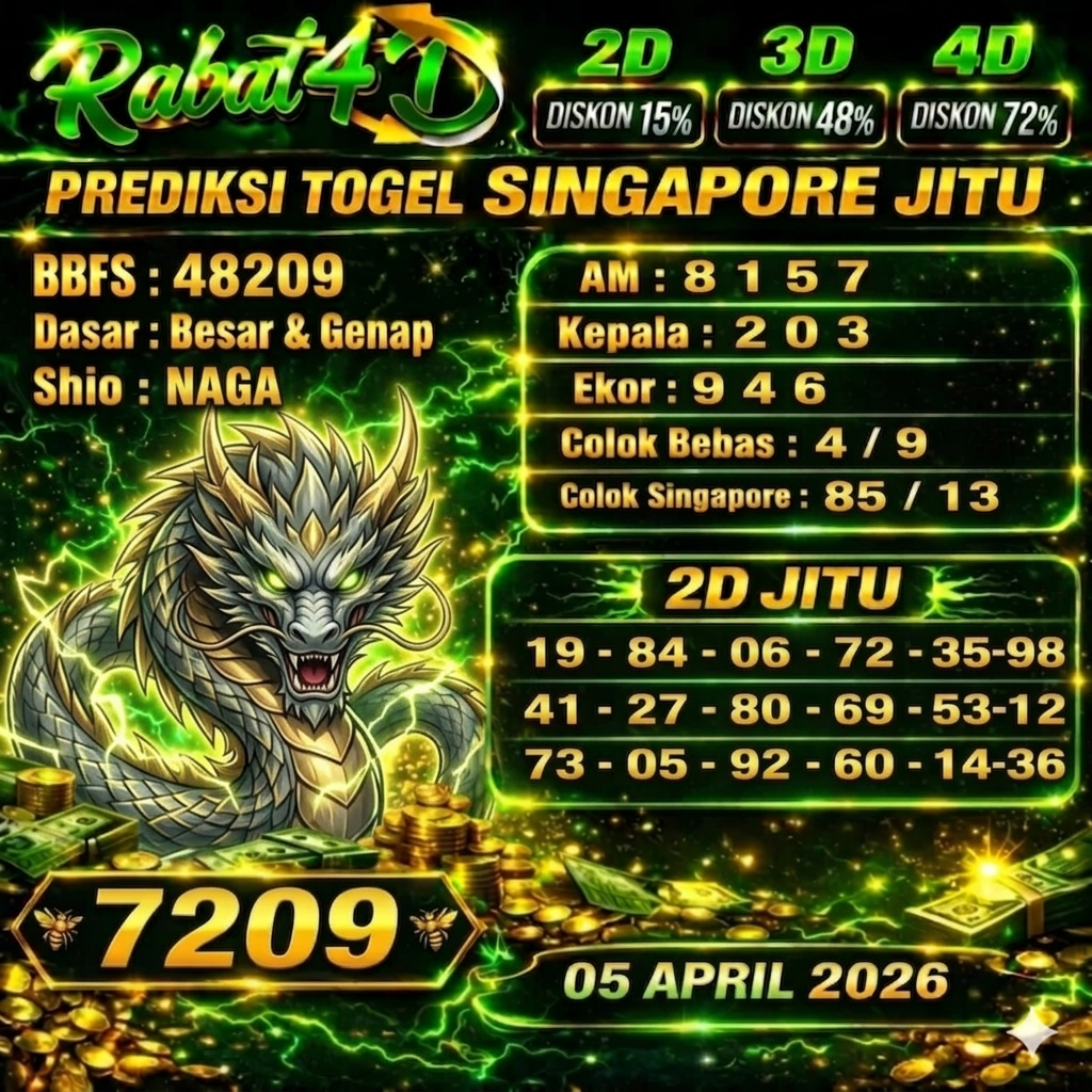 Prediksi SINGAPORE 05 April 2026 Angka Jitu