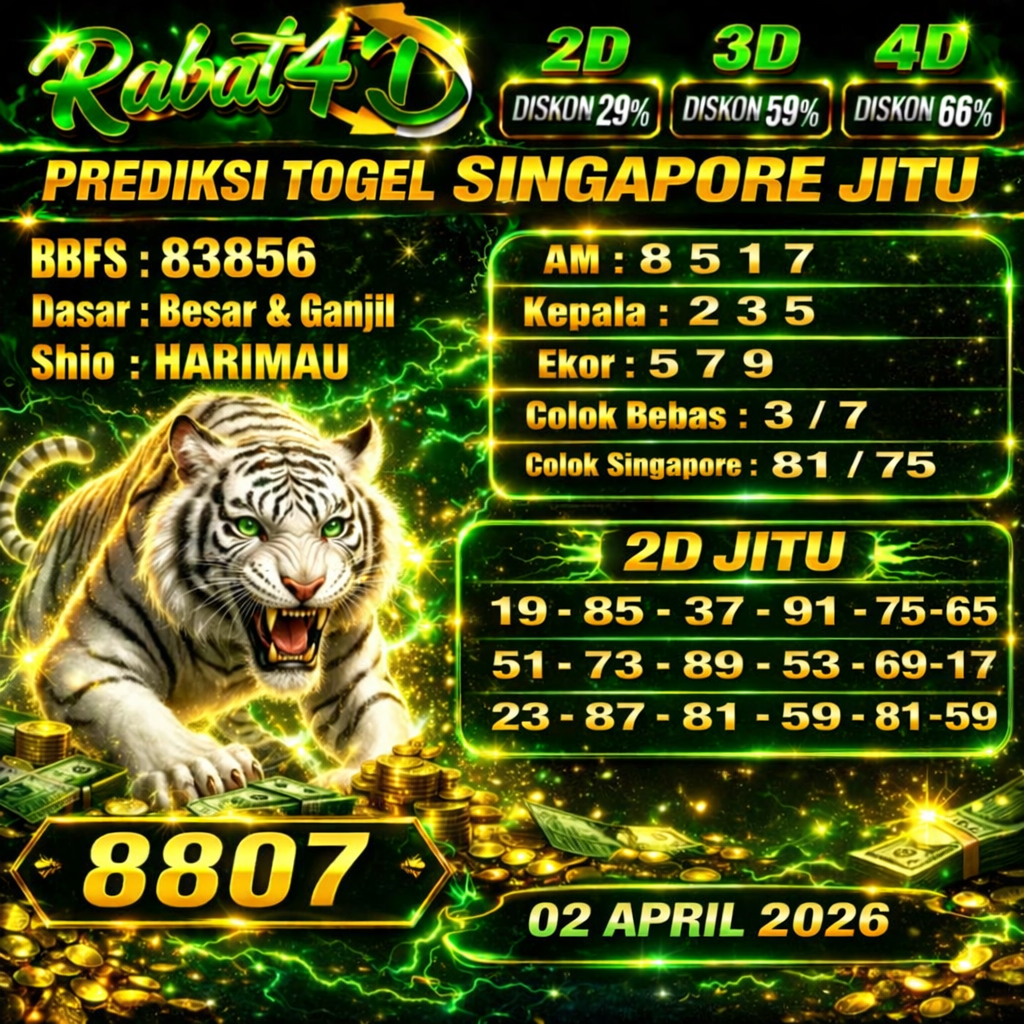 Prediksi SINGAPORE 02 April 2026 Angka Jitu