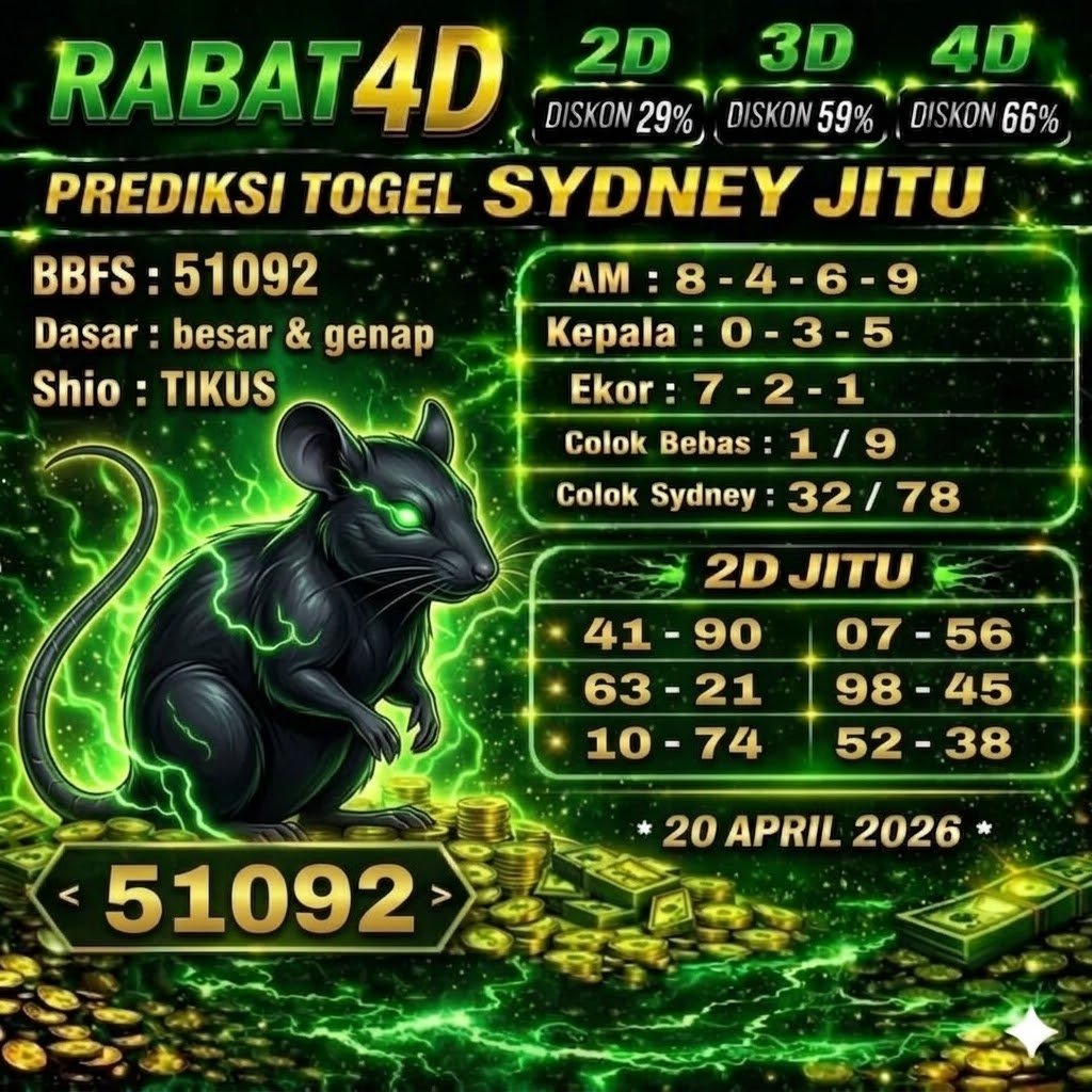 Prediksi SYDNEY 20 April 2026 Angka Jitu