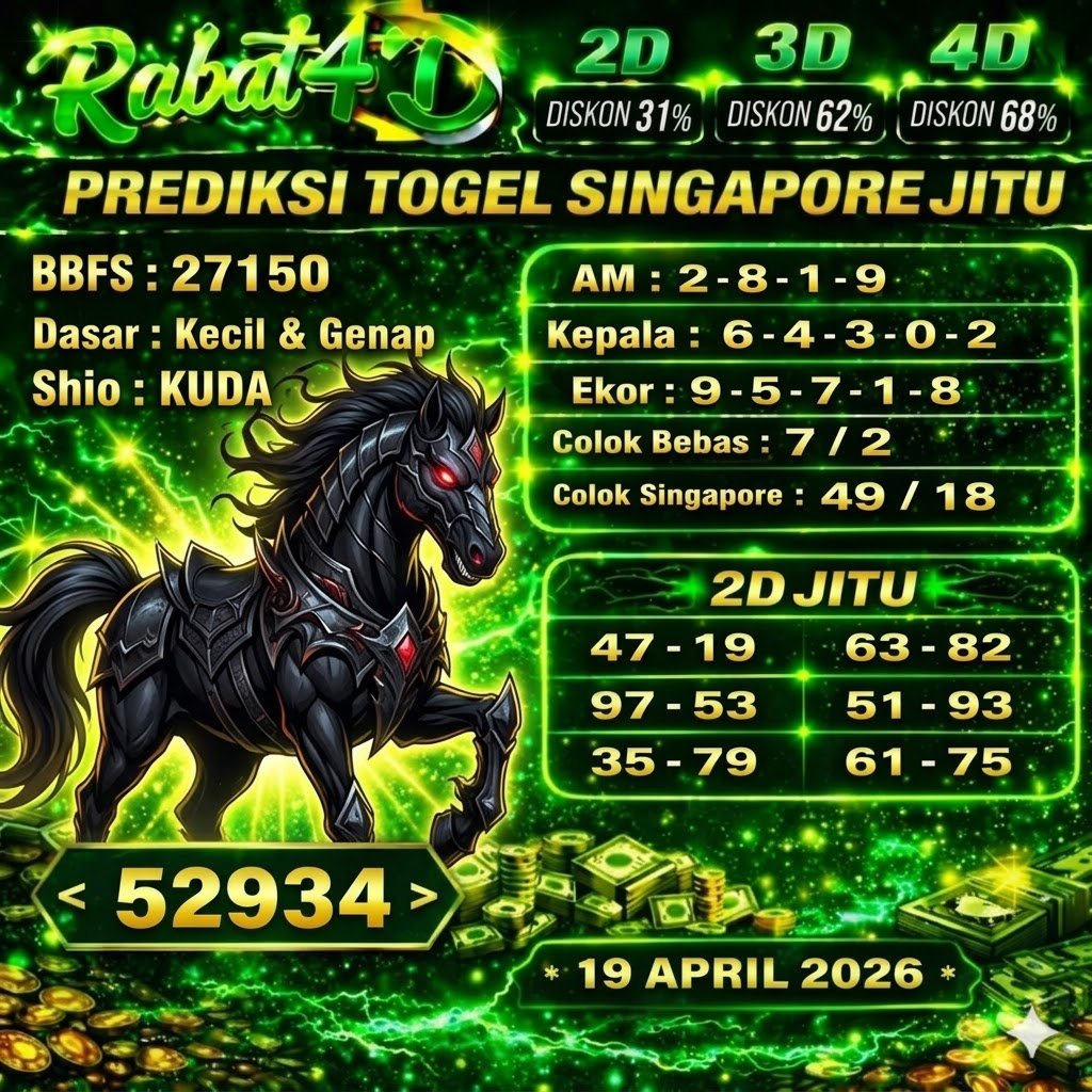 Prediksi Singapore 19 April 2026 Angka Jitu